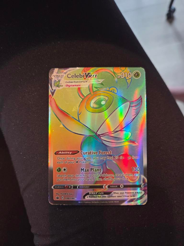 Celebi VMAX Rainbow Rare Pokémon Kaart (000/198), Ophalen of Verzenden, Zo goed als nieuw, Losse kaart, Foil
