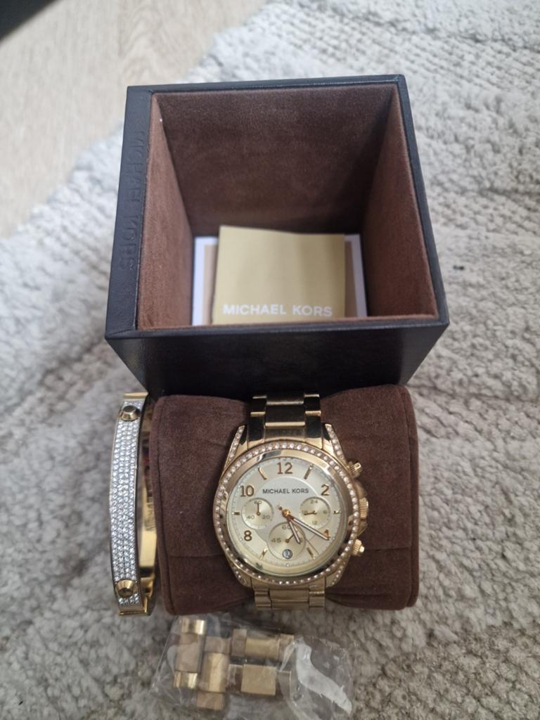 Michael Kors horloge + armband set te koop, Ophalen of Verzenden, Staal, Overige merken