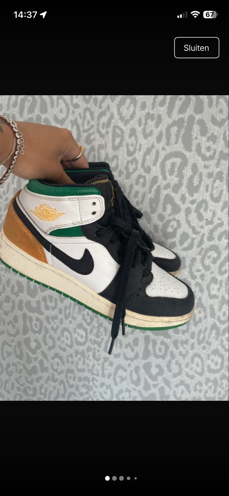 Nike Air Jordan 1 Mid SE Union Black Toe, Verzenden, Gedragen, Zwart, Sneakers of Gympen