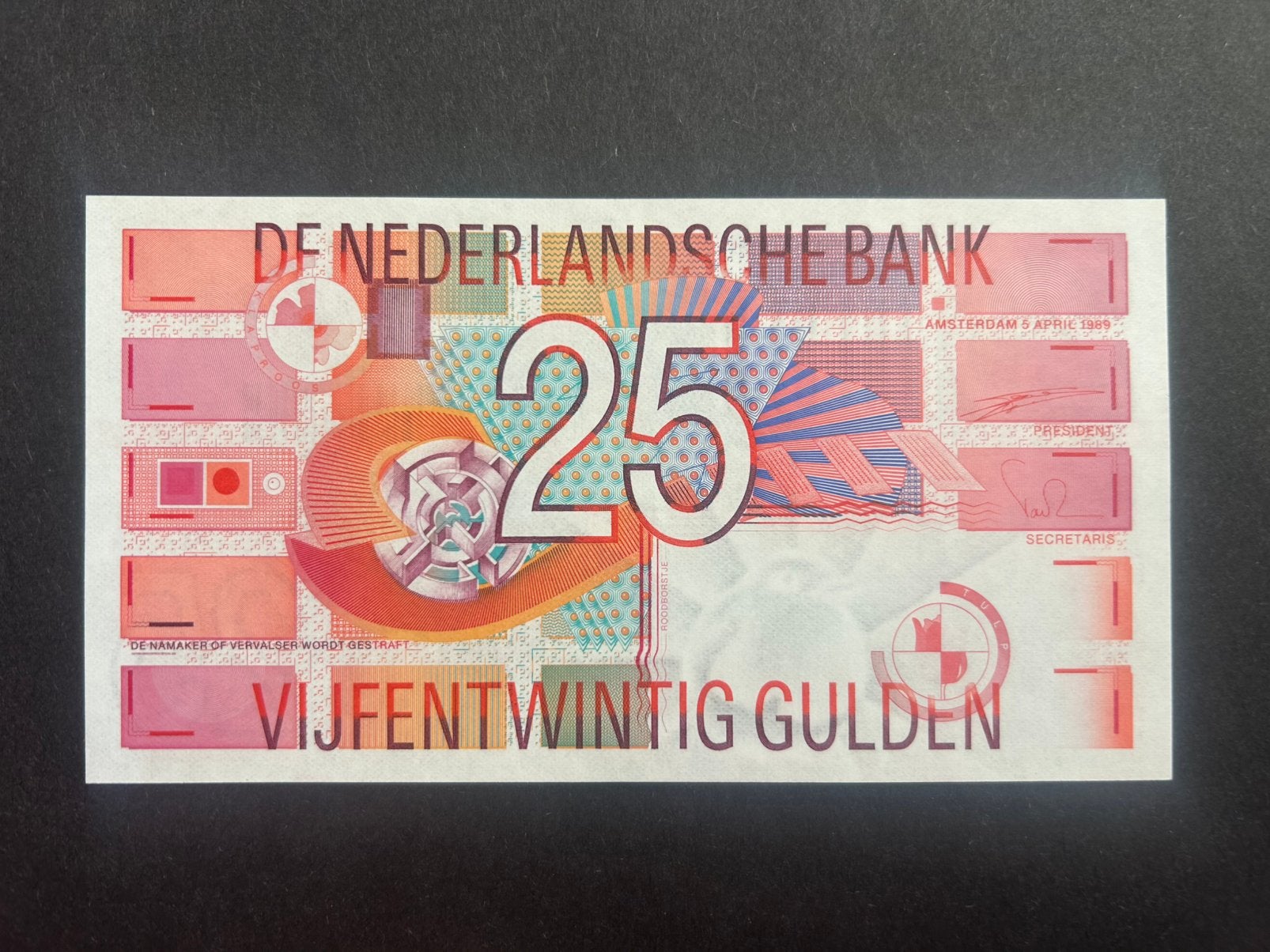 25 Gulden Roodborstje 1989, UNC, Ophalen of Verzenden, 25 gulden