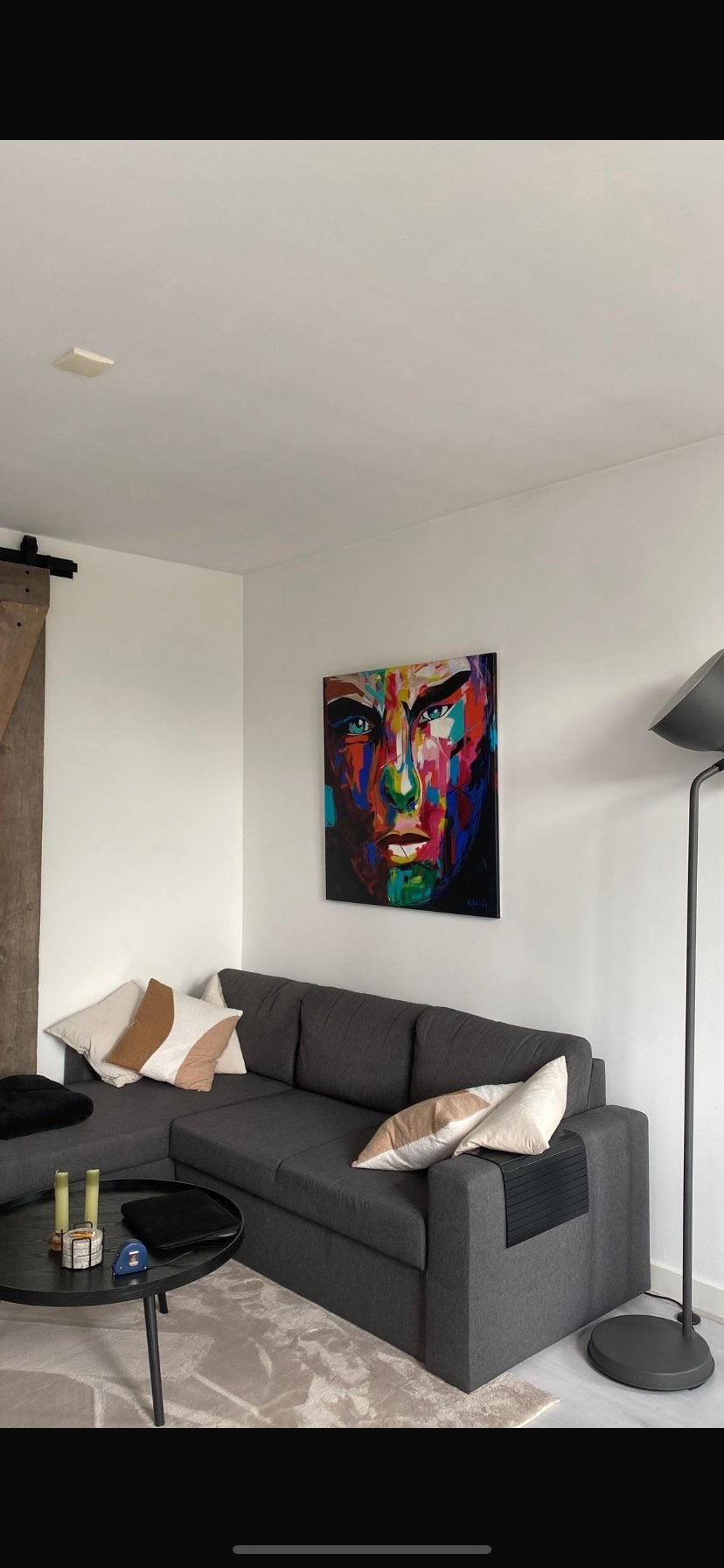 Modern Portret Schilderij - Kleurrijk Gezicht, Ophalen, Acrylverf, Gesigneerd, Portret