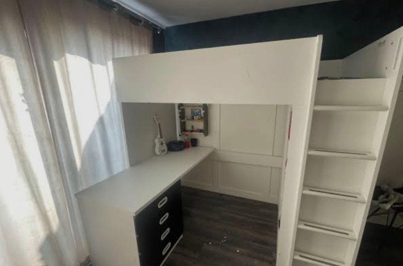 Ikea Smastad Hoogslaper met Bureau en Kast, Ophalen, Hoogslaper, Eenpersoons, 200 cm