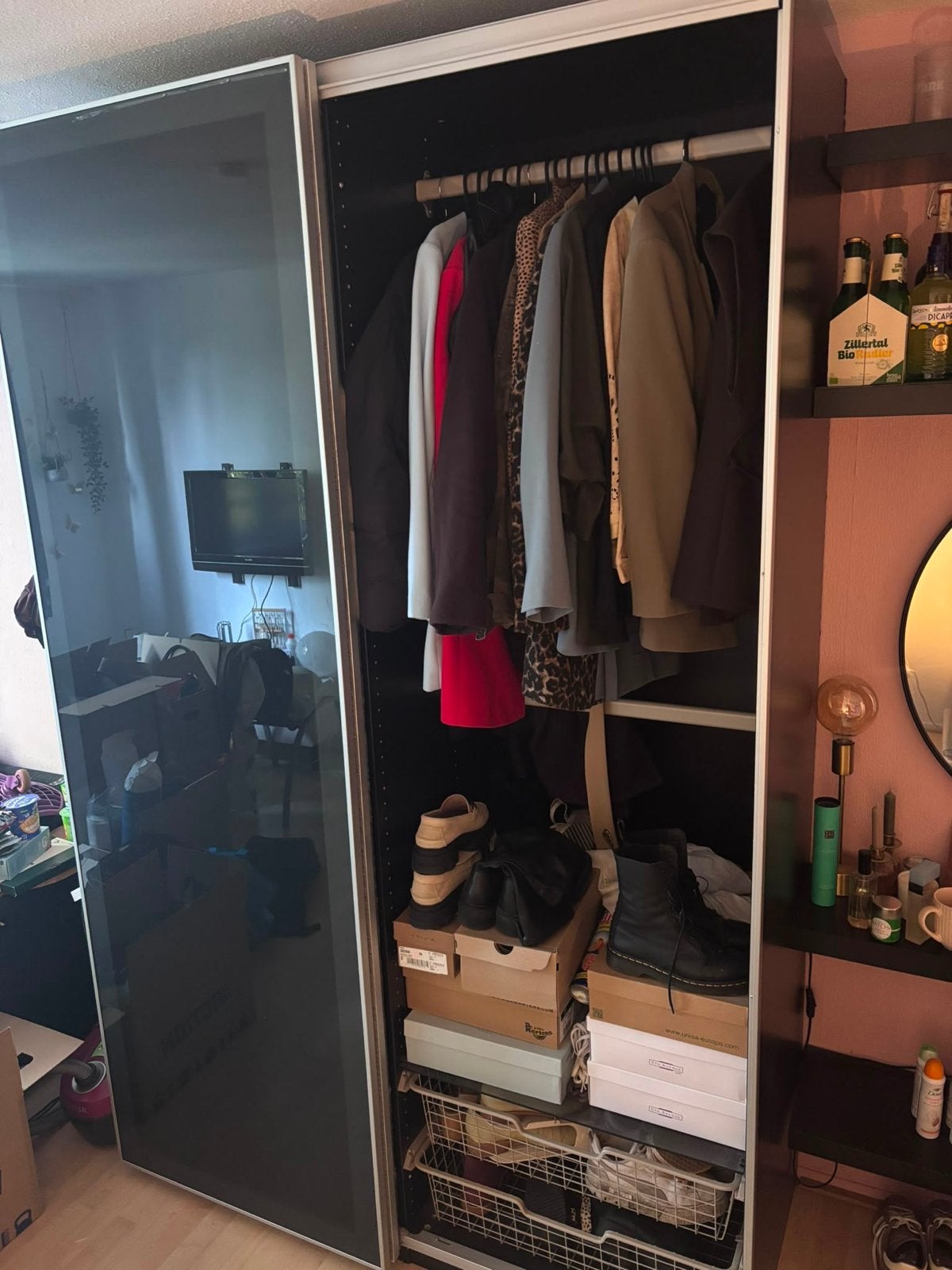 IKEA Hasvik Kledingkast met Schuifdeuren - 150x201x60 cm, Ophalen, Gebruikt, 100 tot 150 cm, 200 cm of meer