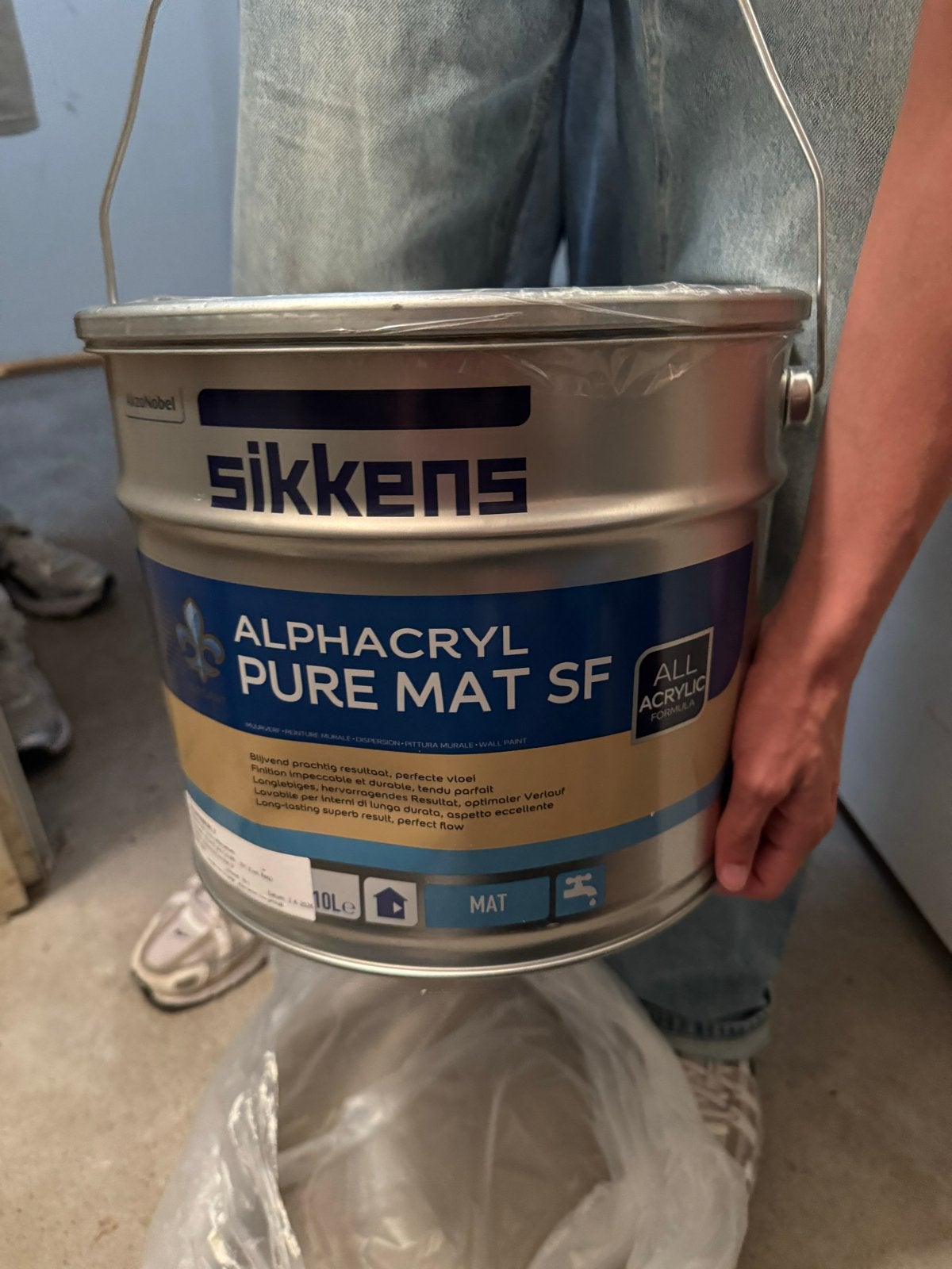 Sikkens Alphacryl Pure Mat SF - 10L Muurverf, Ophalen, 5 tot 10 liter, Wit, Nieuw