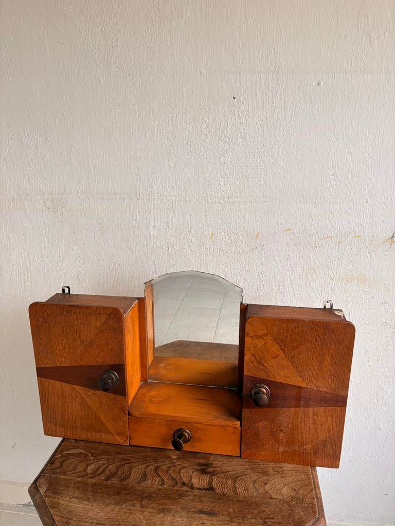 Vintage kaptafel met spiegel, Antiek en Kunst, Antiek | Spiegels, Ophalen, Overige vormen, 50 tot 100 cm, Minder dan 100 cm