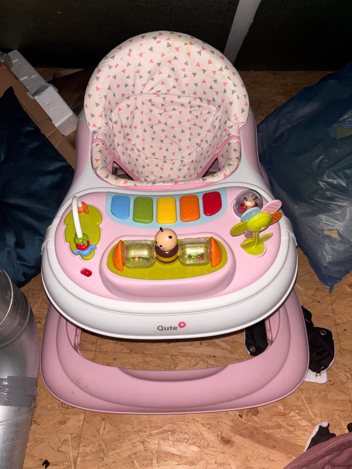 Roze Qute Babywalker met Speelpaneel, Ophalen of Verzenden, Zo goed als nieuw, Rammelaar, Met licht