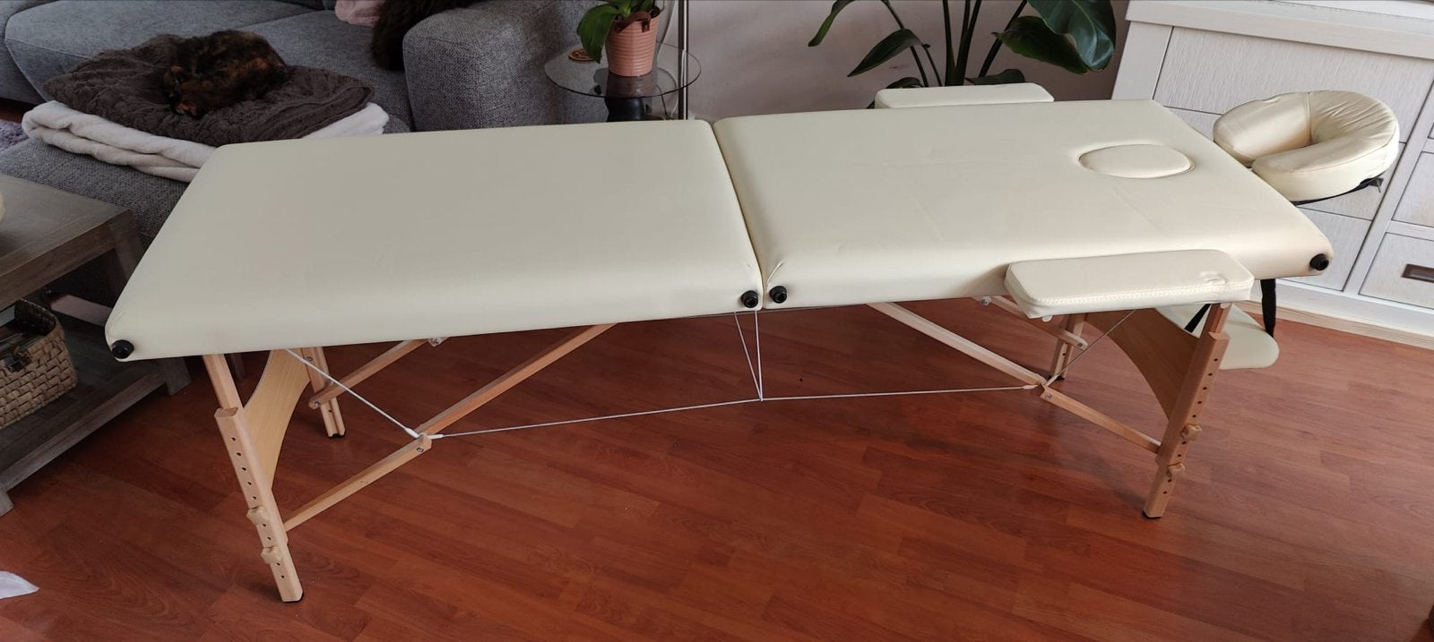 Opvouwbare Massagetafel - Crème Wit, Sport en Fitness, Massageproducten, Ophalen, Zo goed als nieuw, Massagetafel