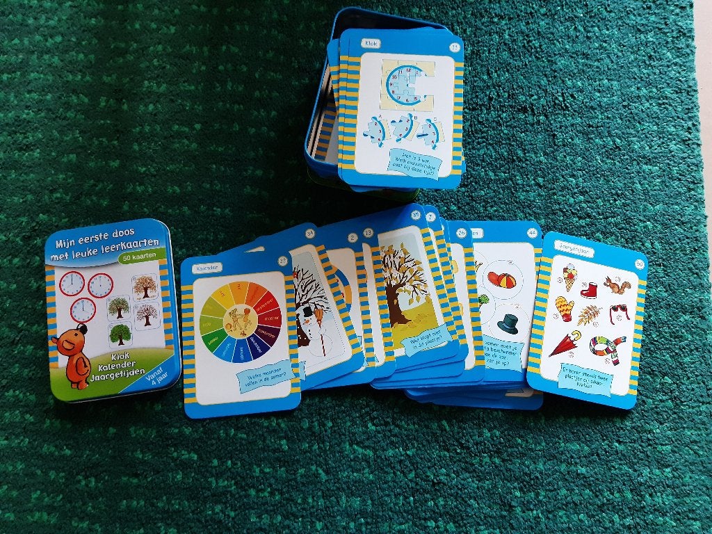 vakantie leerkaarten 4+ klok kalender jaargetijden, Ophalen of Verzenden, Taal en Lezen