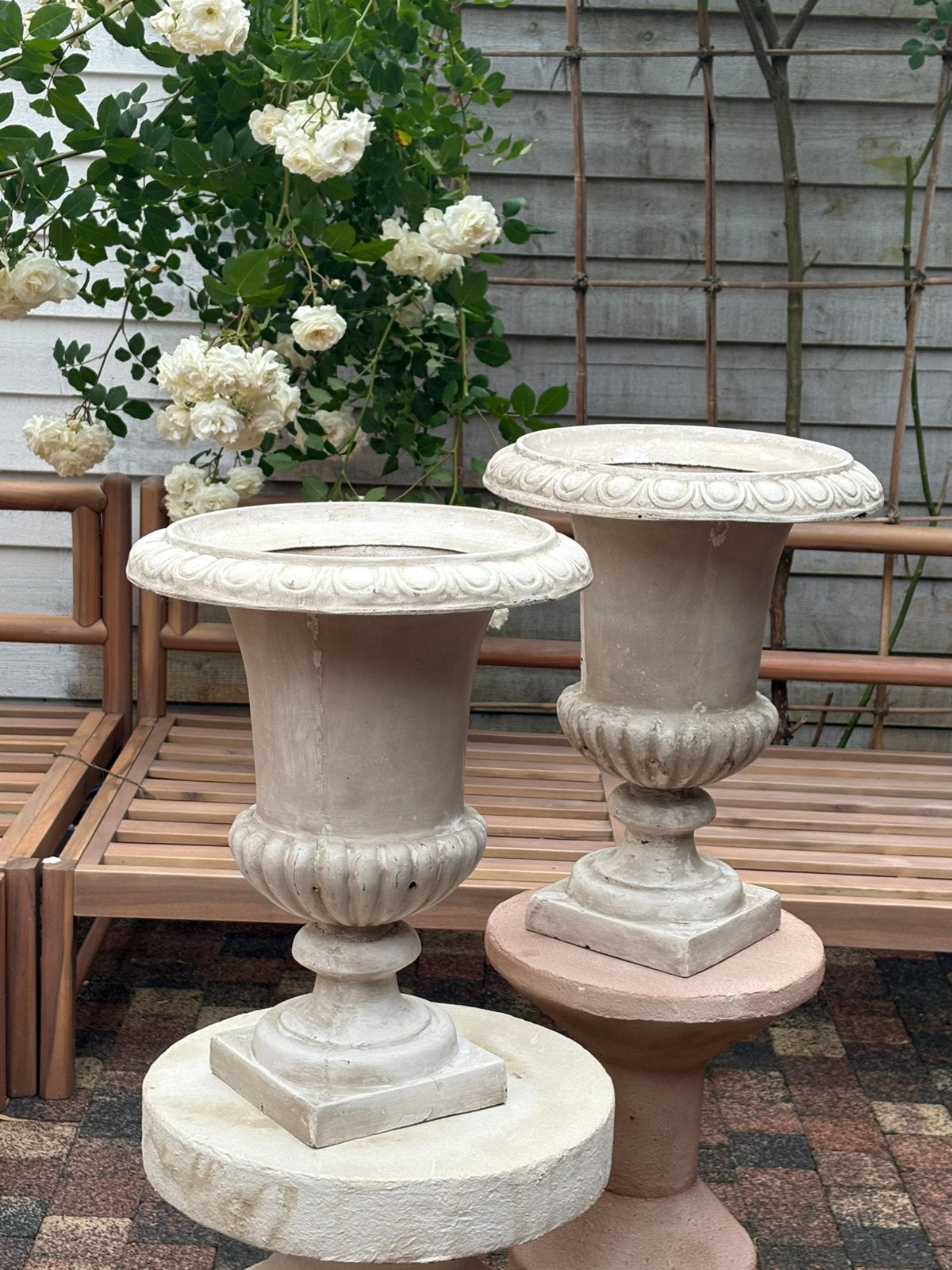 Set brocante tuinvazen, Tuin en Terras, Kunststof, Gebruikt, Rond, Tuin