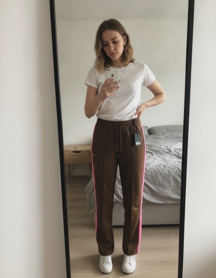 Nieuwe Diesel broek met roze streep, Maat 38/40 (M), Bruin, Nieuw, Ophalen of Verzenden