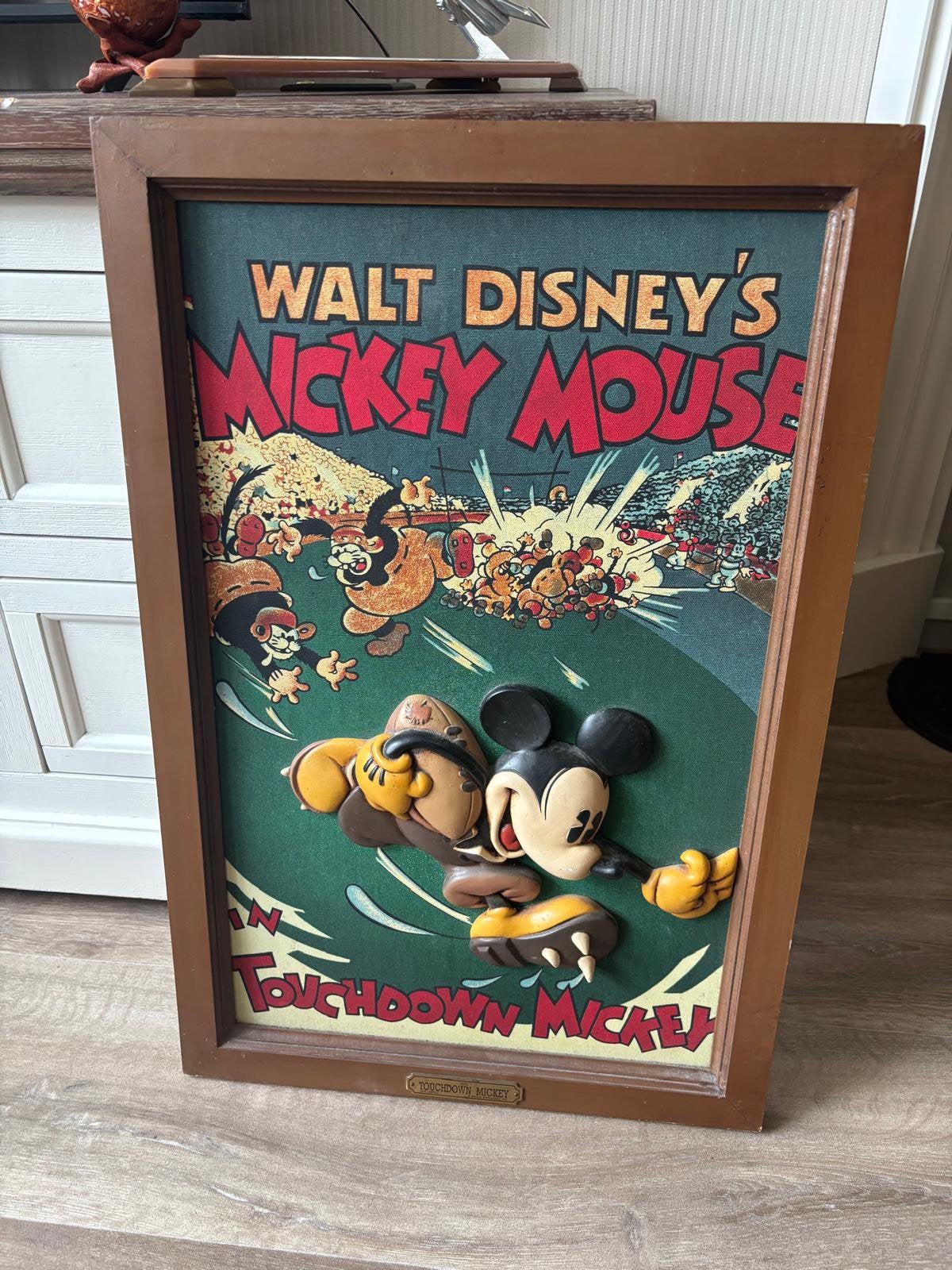 Houten Mickey mouse touchedown 1932, Ophalen of Verzenden, Mickey Mouse, Zo goed als nieuw, Plaatje of Poster