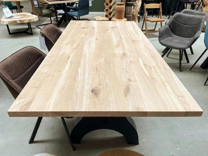 Eettafel - Tafelblad - Massief Eiken Recht - 40 mm dik, Niet ingevuld, Vijf personen of meer, Rechthoekig, Niet ingevuld