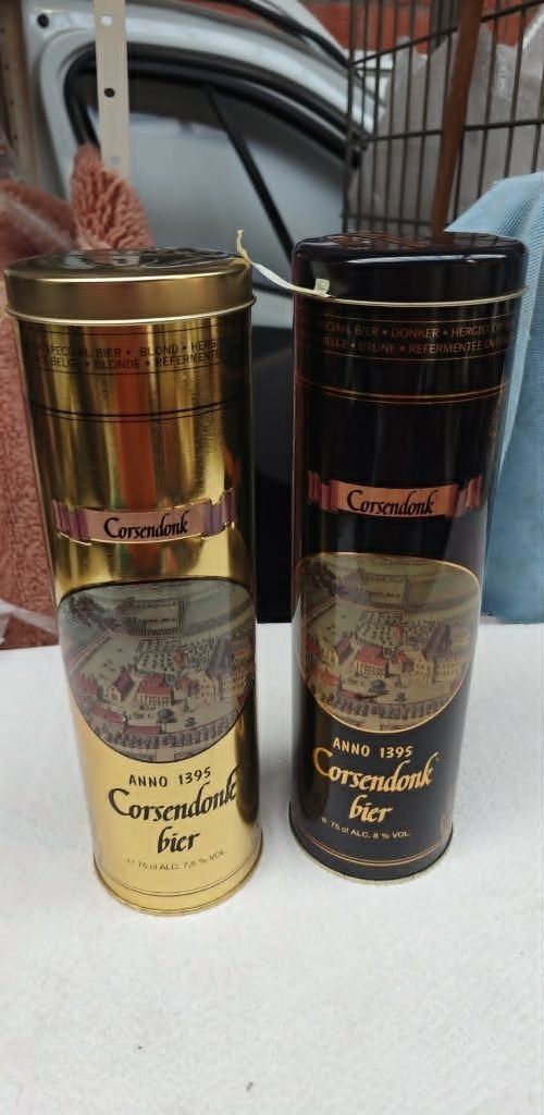 blikken leeg bier Corsendonk Agnus en Pater, Verzamelen, Biermerken, Ophalen of Verzenden, Zo goed als nieuw, Overige typen, Overige merken