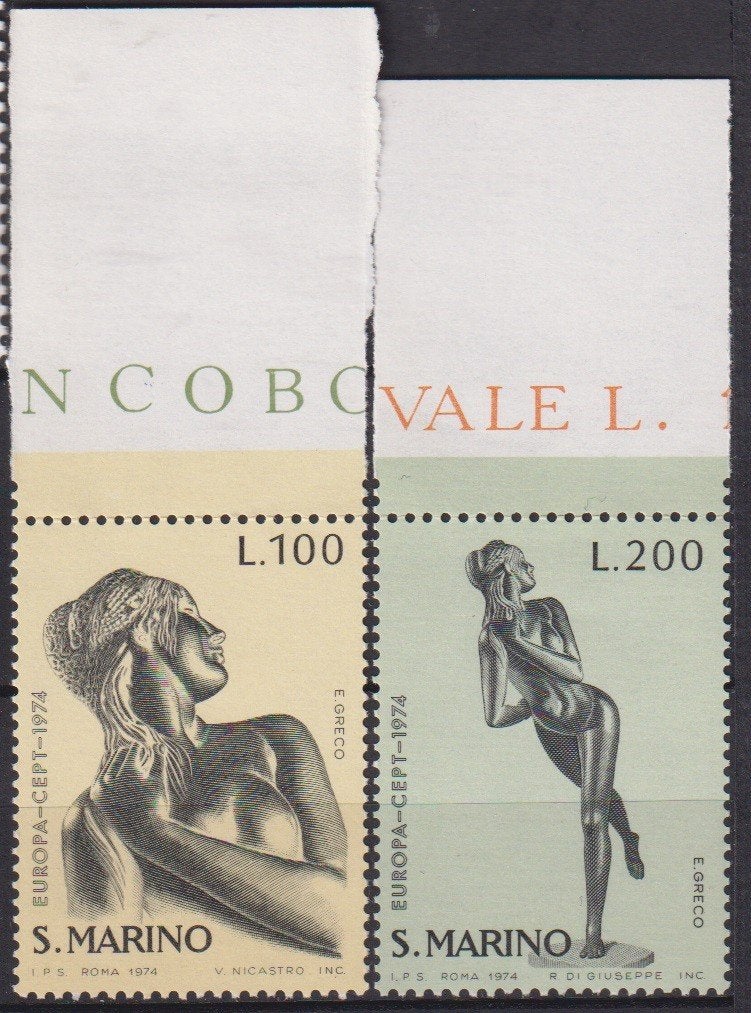 San Marino 1974 EUROPA Beelden Kunst Naakt met TAB, Verzenden, Postfris, Overige thema's