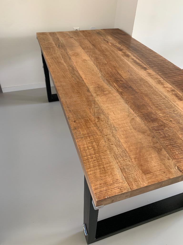 Mango Wood Kitchen Table - Leen Bakker Trevor 100x200, Ophalen, Gebruikt, 200 cm of meer, 50 tot 100 cm