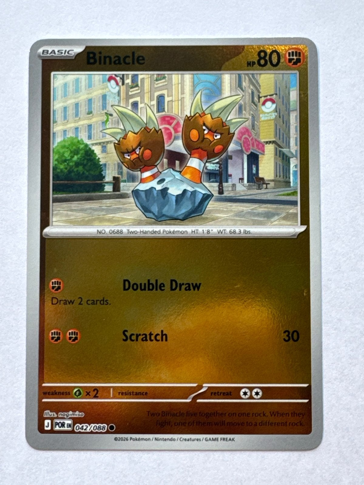 Binacle Pokémon Kaart - Reverse Holo - 042/088 POR, Ophalen of Verzenden, Zo goed als nieuw, Losse kaart
