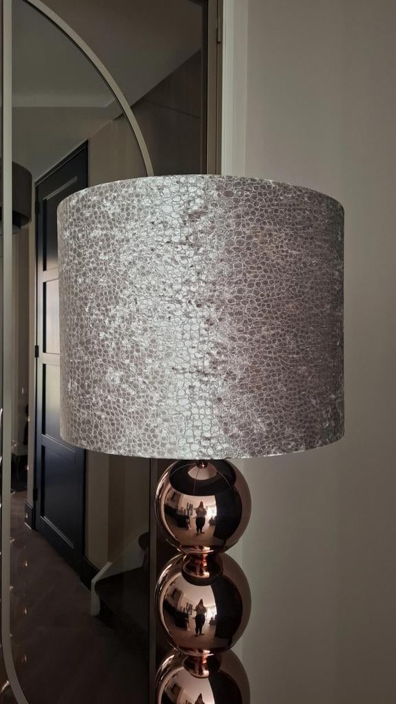 Croco lampenkap taupe velours - Robin's Woondeco, Ophalen, 25 tot 50 cm, Rond, Zo goed als nieuw