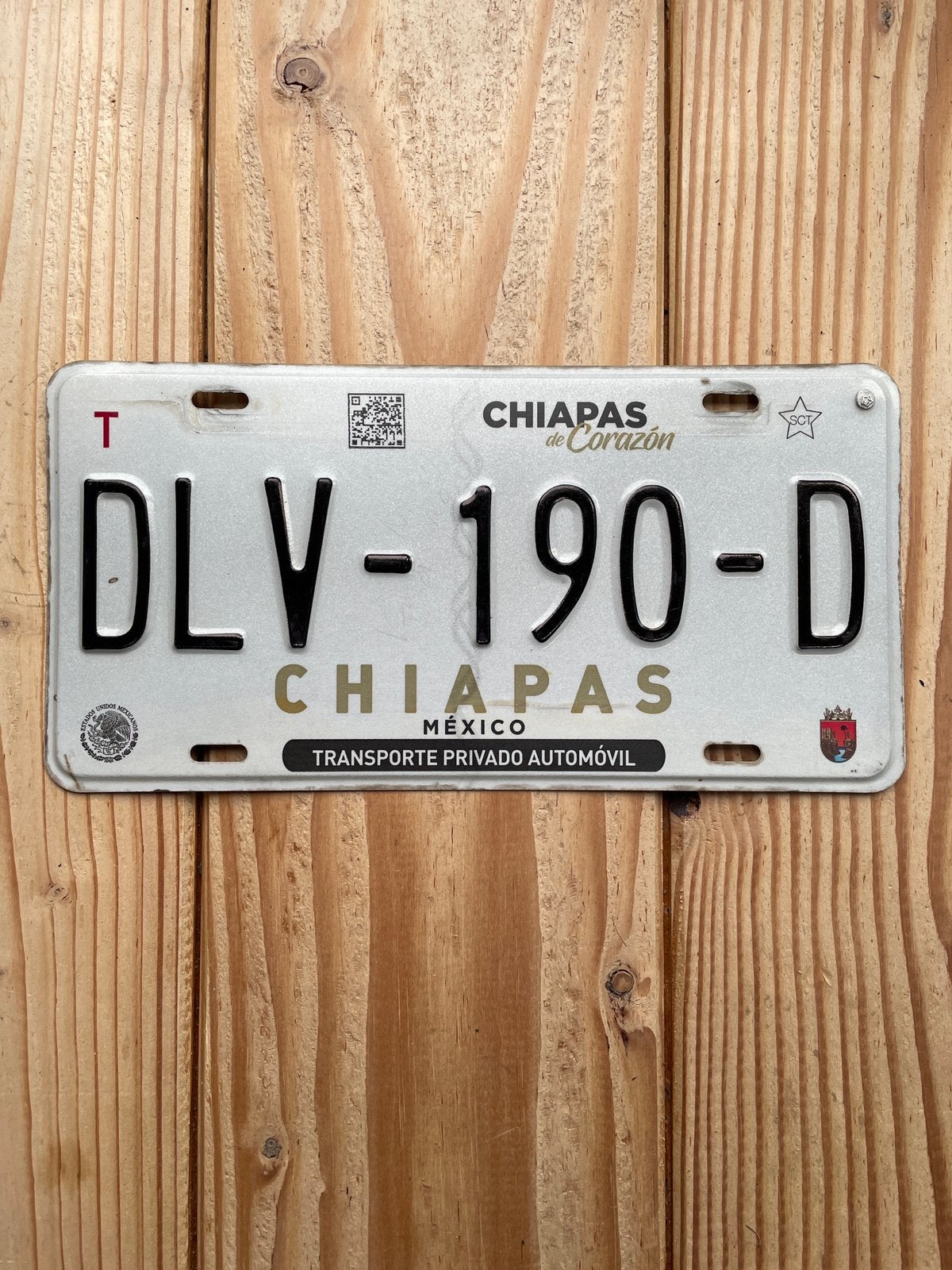 Nummerbord kentekenplaat uit Chiapas, Mexico nummerplaat, Verzamelen, Ophalen of Verzenden, Gebruikt, Auto's