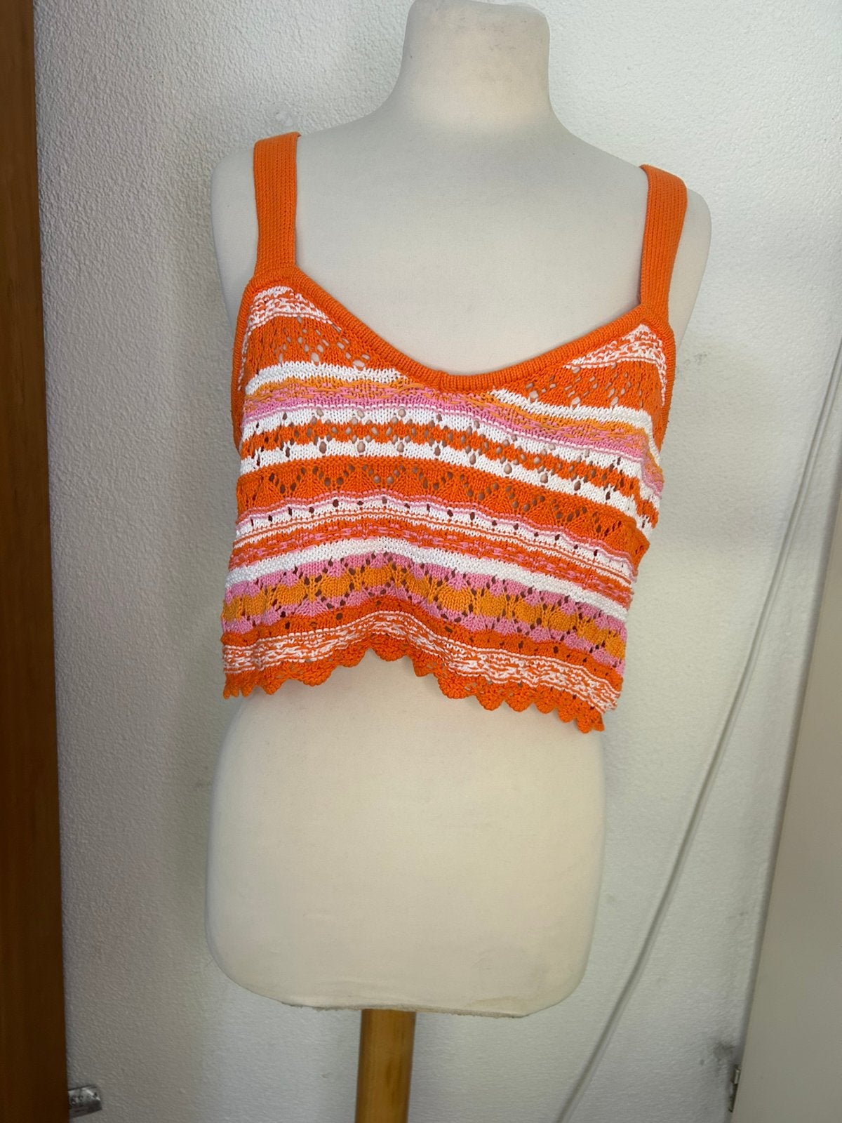 Gehaakt dames topje | H&M | maat L | 100% katoen | als nieuw, Maat 42/44 (L), Oranje, Ophalen of Verzenden, Zo goed als nieuw