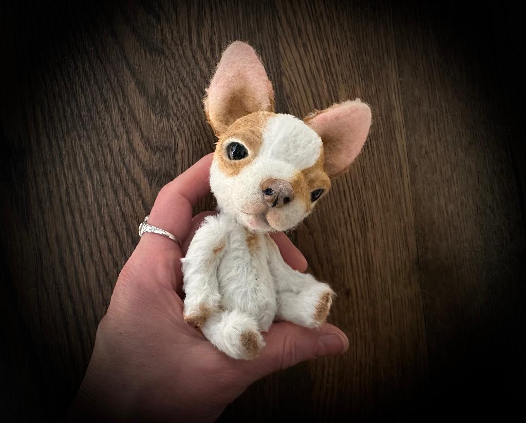 Chihuahua puppy hond teddybeer handgemaakt beweegbaar pop, Verzamelen, Beren en Cherished Teddies, Nieuw, Stoffen beer, Overige merken