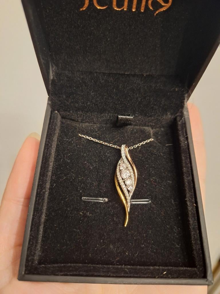 Vergulde Zilveren Ketting met Hanger - Moederdag Cadeau, Nieuw, Ophalen of Verzenden, Met kristal, Goud