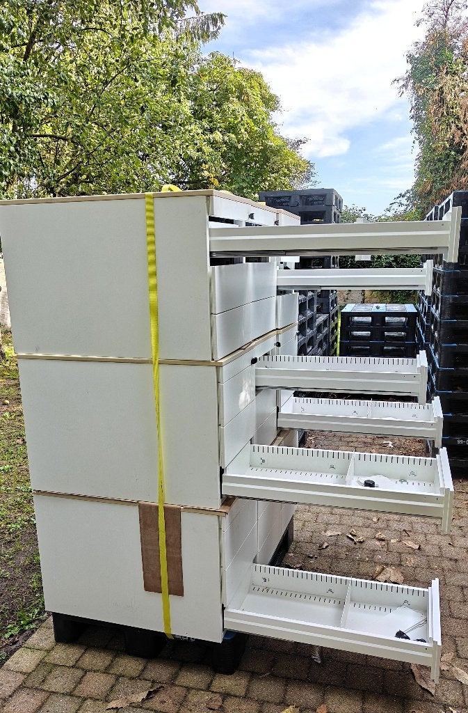 9 diepe stalen ladeblokken voor berging garage werkruimte, Ophalen, 50 tot 100 cm, Zo goed als nieuw, Minder dan 100 cm