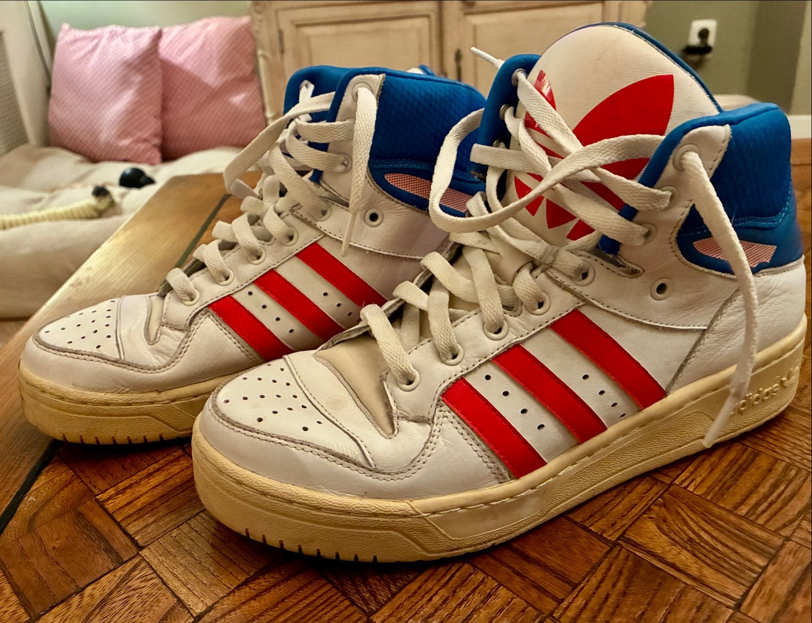 Adidas Retro Sneakers Hoog - Uit Eerdere Collectie, Ophalen of Verzenden, Gedragen, Wit, Sneakers of Gympen