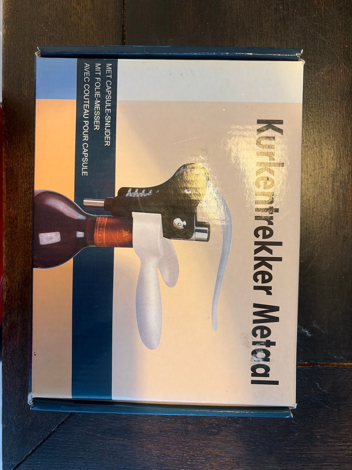 Kurkentrekker Metaal met Folie-mes - Nieuw in doos, Overige typen, Ophalen of Verzenden, Metaal, Overige merken