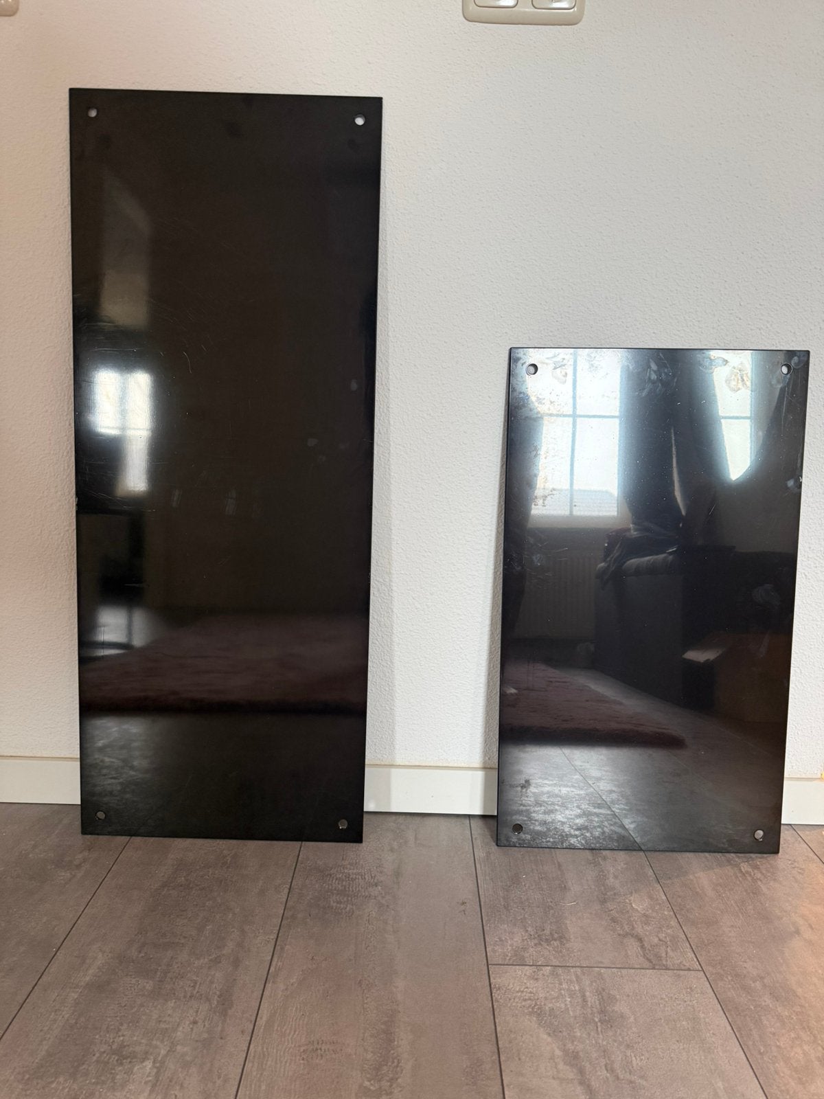 2 Glazen spatwand, Huis en Inrichting, Ophalen, Gebruikt, Zwart, 50 tot 100 cm