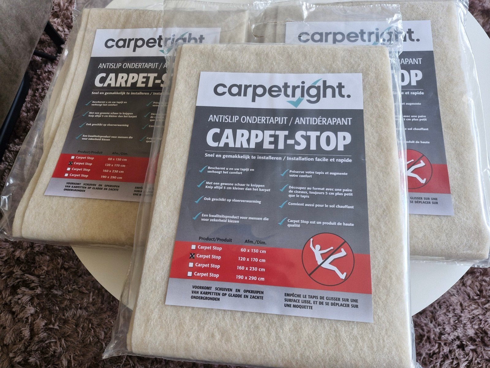 3 x carpet stop antislip ondertapijt 120x170, Huis en Inrichting, Stoffering | Tapijten en Kleden, Ophalen of Verzenden, Rechthoekig