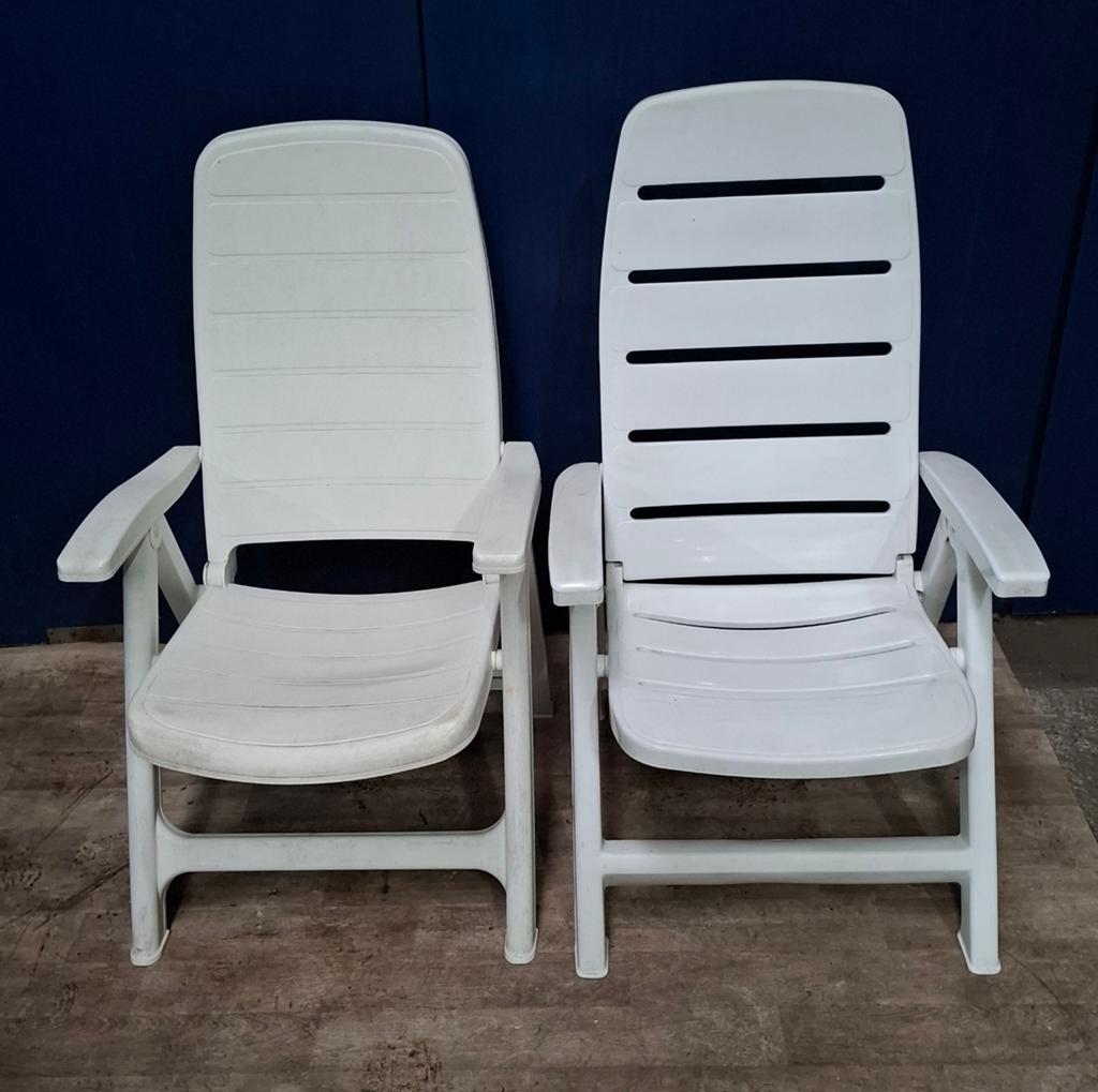 2 kunststof tuinstoelen (Jardin & Flair), Tuin en Terras, Ophalen, Gebruikt, Kunststof, Inklapbaar