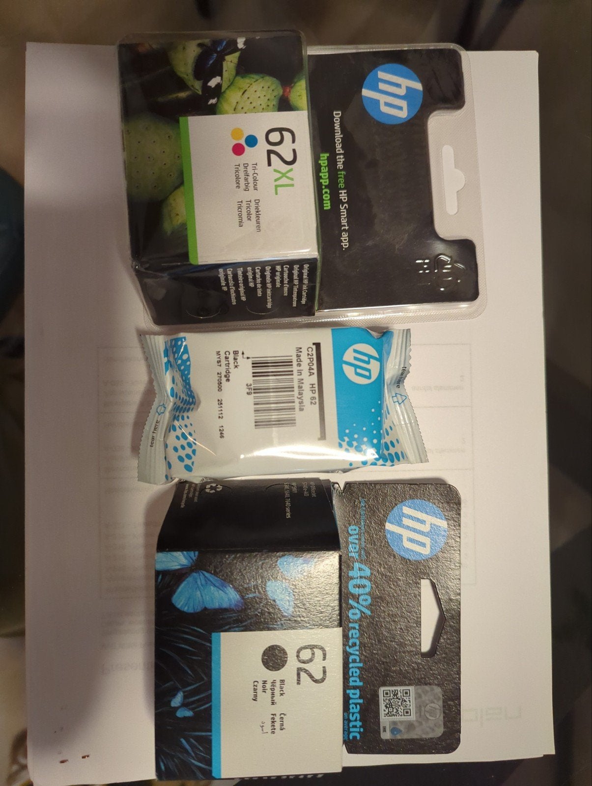 Originele HP 62 en 62XL inktcartridges (zwart en kleur), HP Hewlett Packard, Kleur printen, Printer, Inkjetprinter