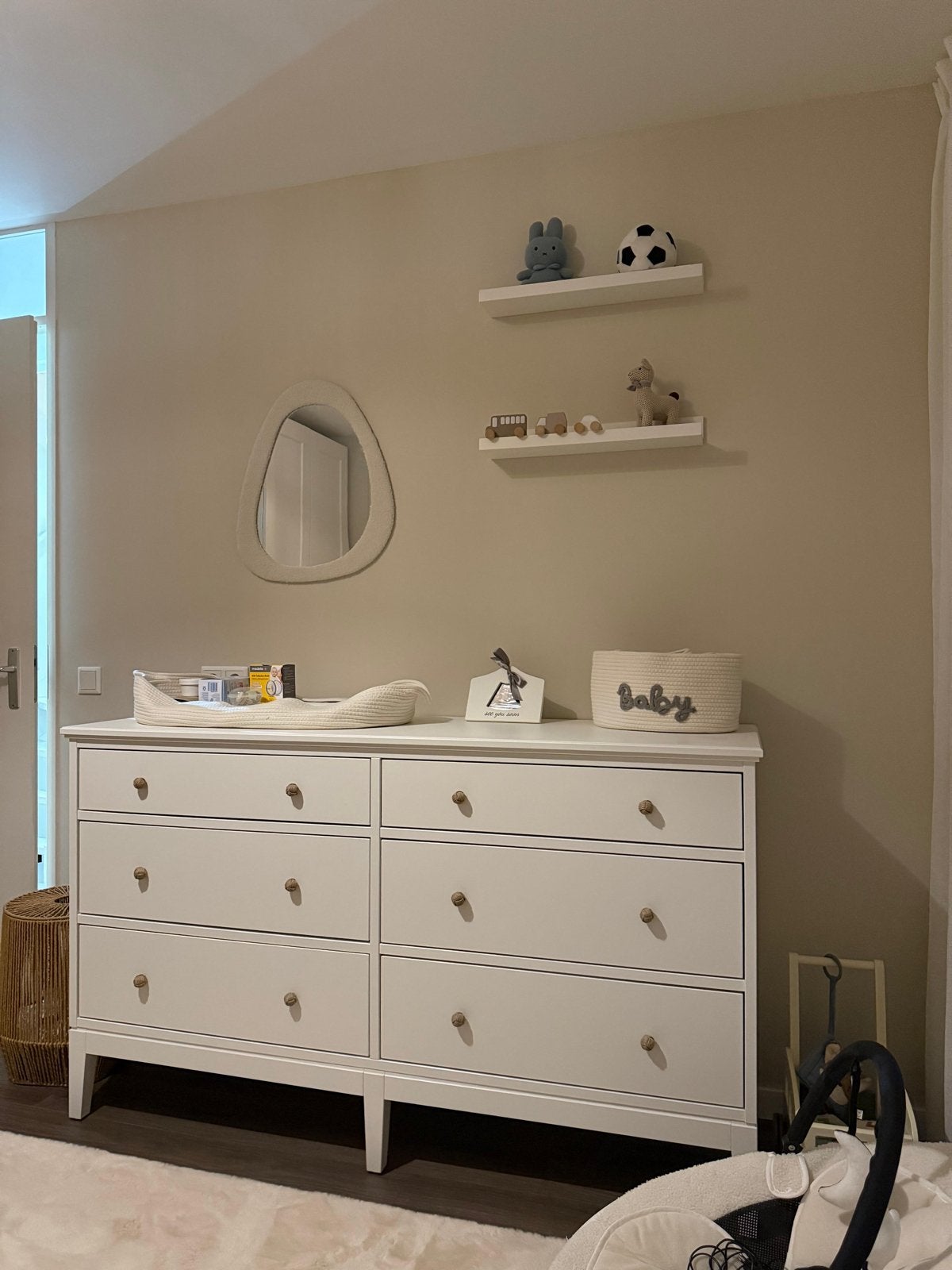Witte commode lade kast nieuw ikea idanas met touwknoppen, Ophalen, Voetruimte, Minder dan 50 cm, 100 cm of meer