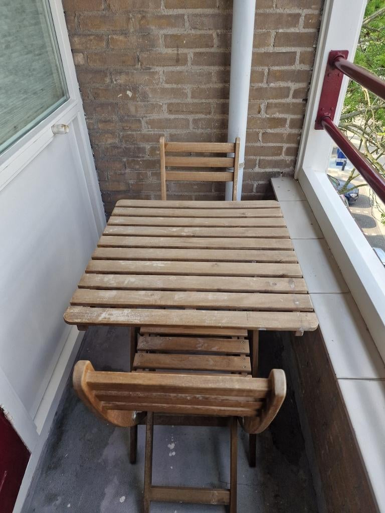 IKEA Askholmen tuinset - tafel en 2 stoelen met kussentjes, Tuin en Terras, Tuintafels, Ophalen, Gebruikt, Vierkant, Hout