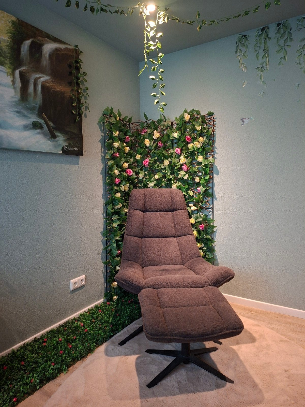 fauteuil met hocker leen bakker emily taupe, Ophalen, Zo goed als nieuw