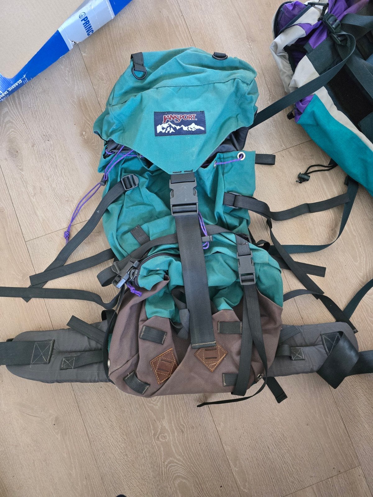 Vintage Jansport Trekking Rugzak - Groen/Bruin, Gebruikt, 25 tot 40 cm, Ophalen of Verzenden, Trekking