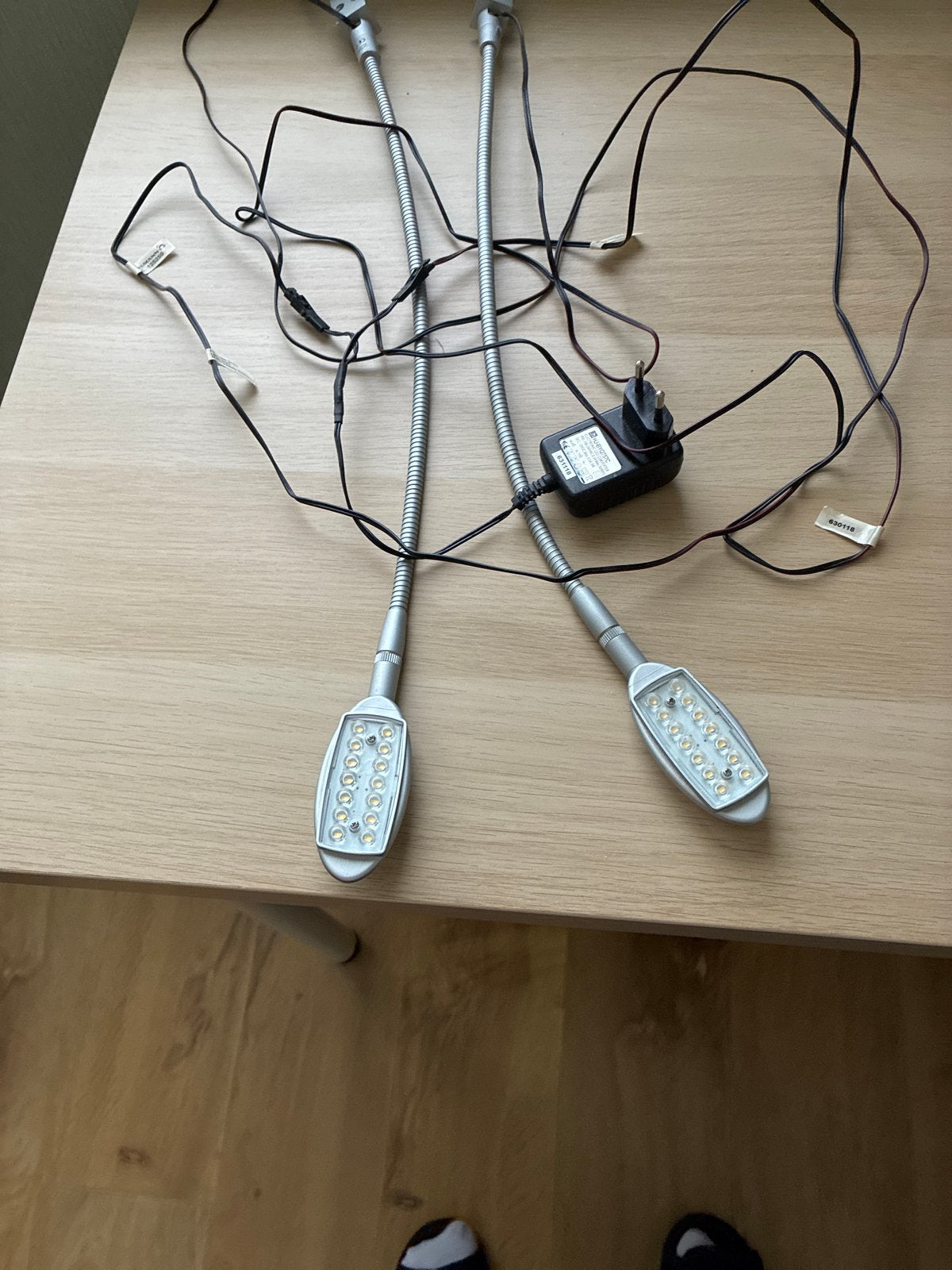 Set van 2 LED leeslampen met flexibele arm, Overige merken, Gebruikt, Overige fittingen, Zilver