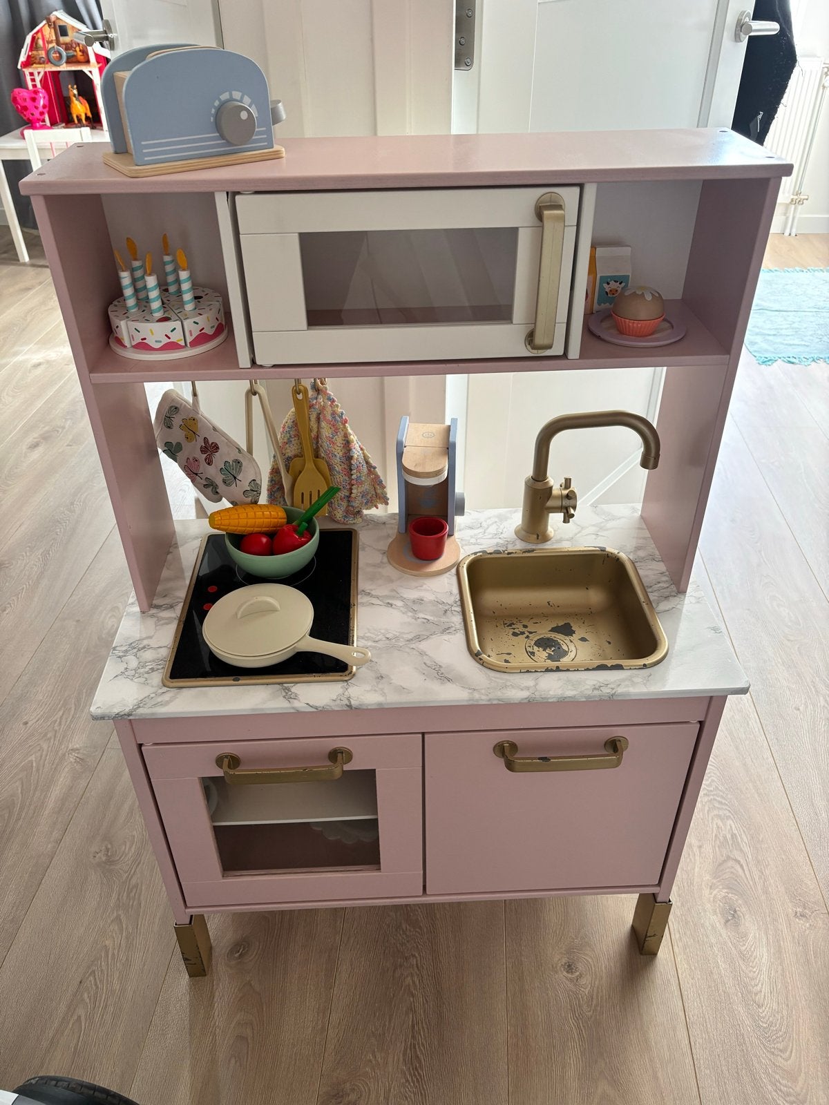 Gepimpte IKEA Duktig speelkeuken - Roze met marmerlook, Ophalen, Gebruikt, Hout, Speelkeuken