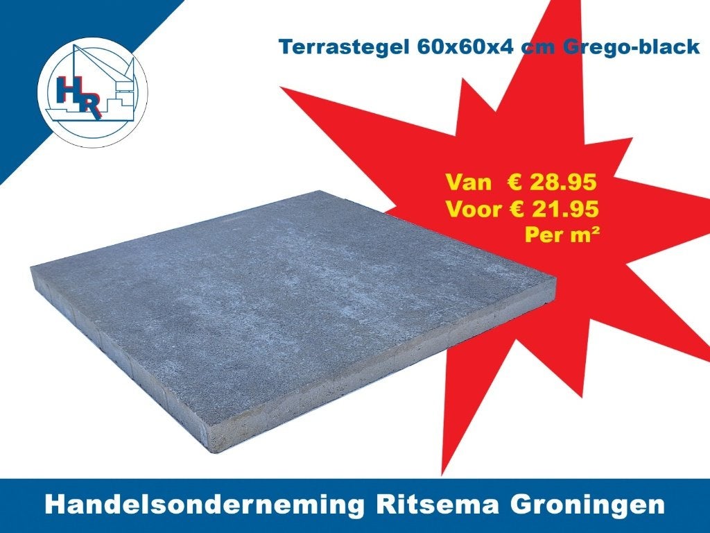 Terrastegel 60x60x4cm leverbaar in zes moderne kleuren., Ophalen, Nieuw, Beton, Terrastegels