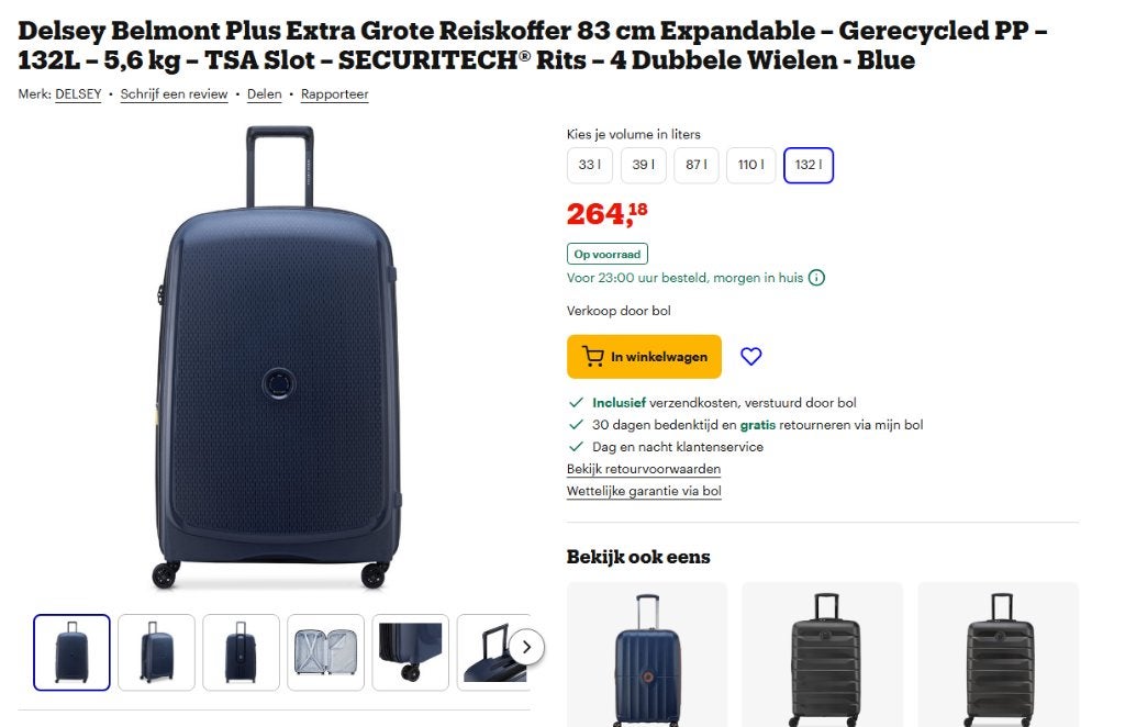 Delsey Paris Belmont Plus 4 wielen Trolley XL 83 cm, Ophalen, Hard kunststof, Zo goed als nieuw, 70 cm of meer