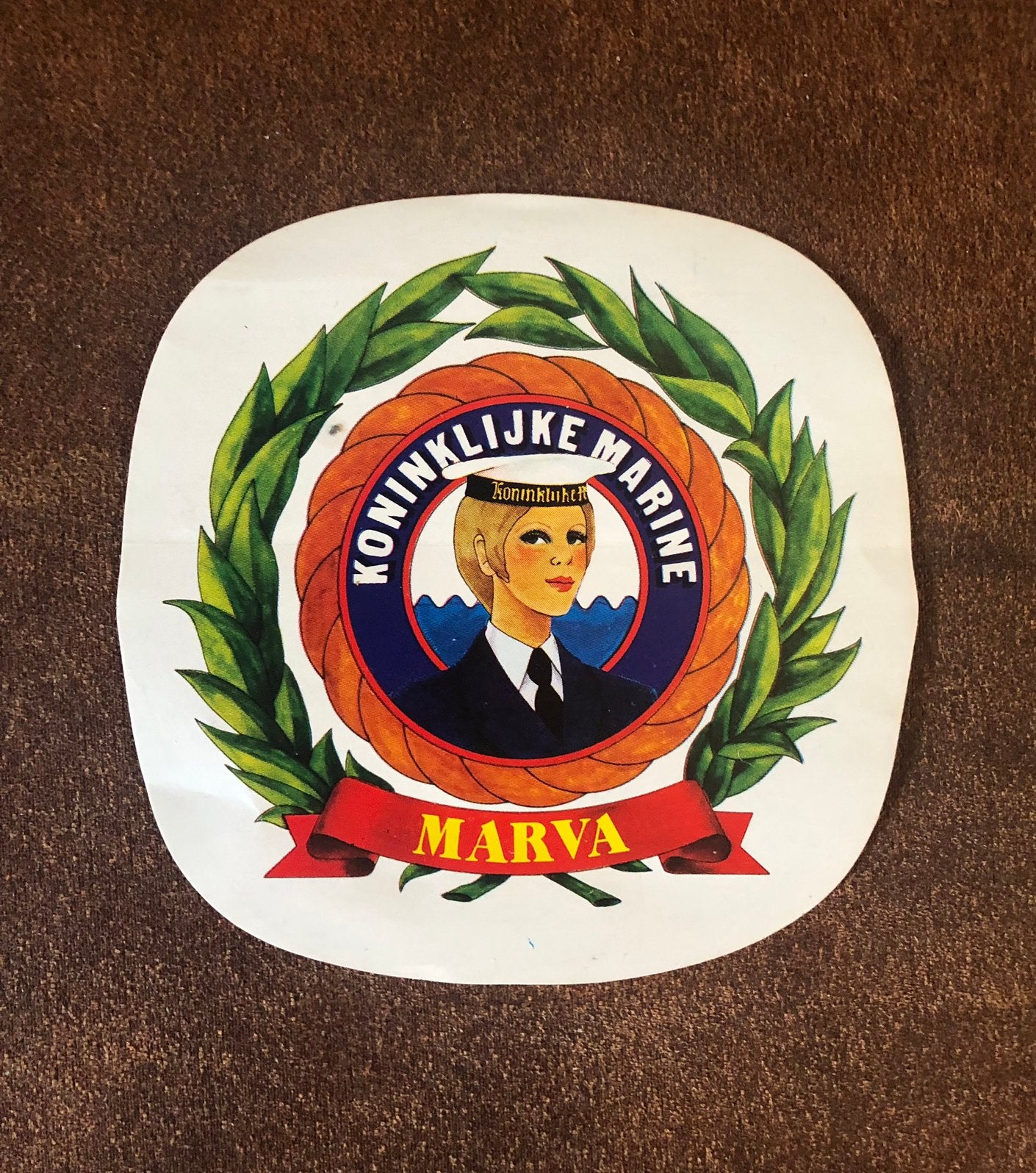 Vintage Marva Koninklijke Marine Sticker, Verzamelen, Ophalen of Verzenden, Marine, Nederland, Overige typen