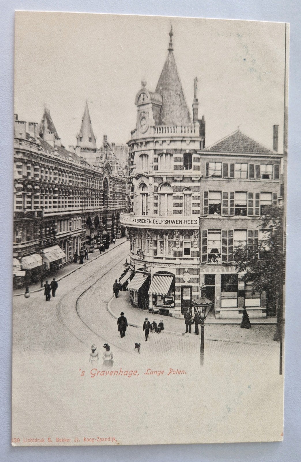 176)Oude ansichtkaart Den Haag Lange Poten - Rustige straat, Verzamelen, Ansichtkaarten | Nederland, Ophalen of Verzenden, Voor 1920