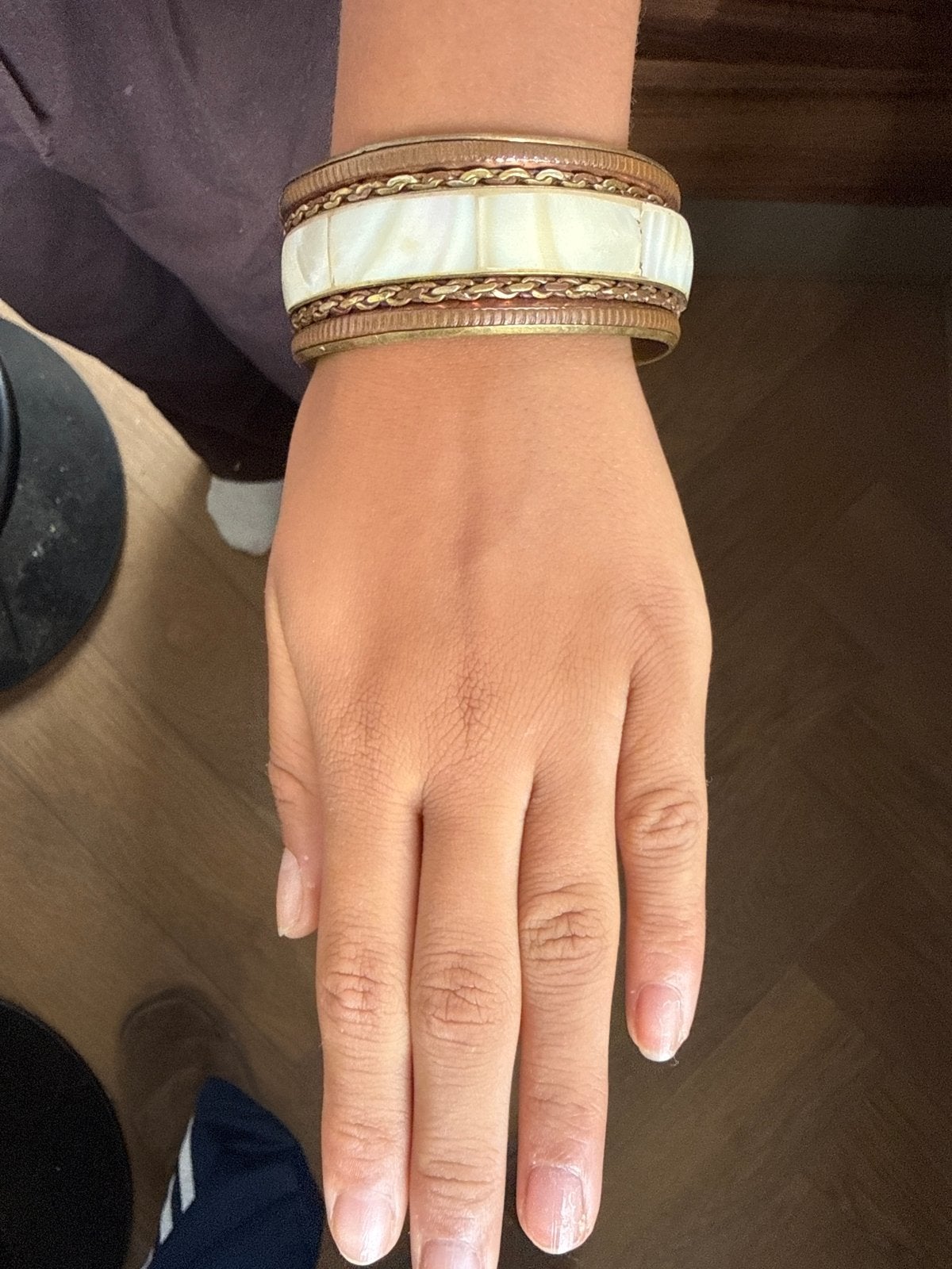 Unieke Armband met Parelmoer en Gevlochten Details, Sieraden, Tassen en Uiterlijk, Ophalen of Verzenden, Zo goed als nieuw, Wit