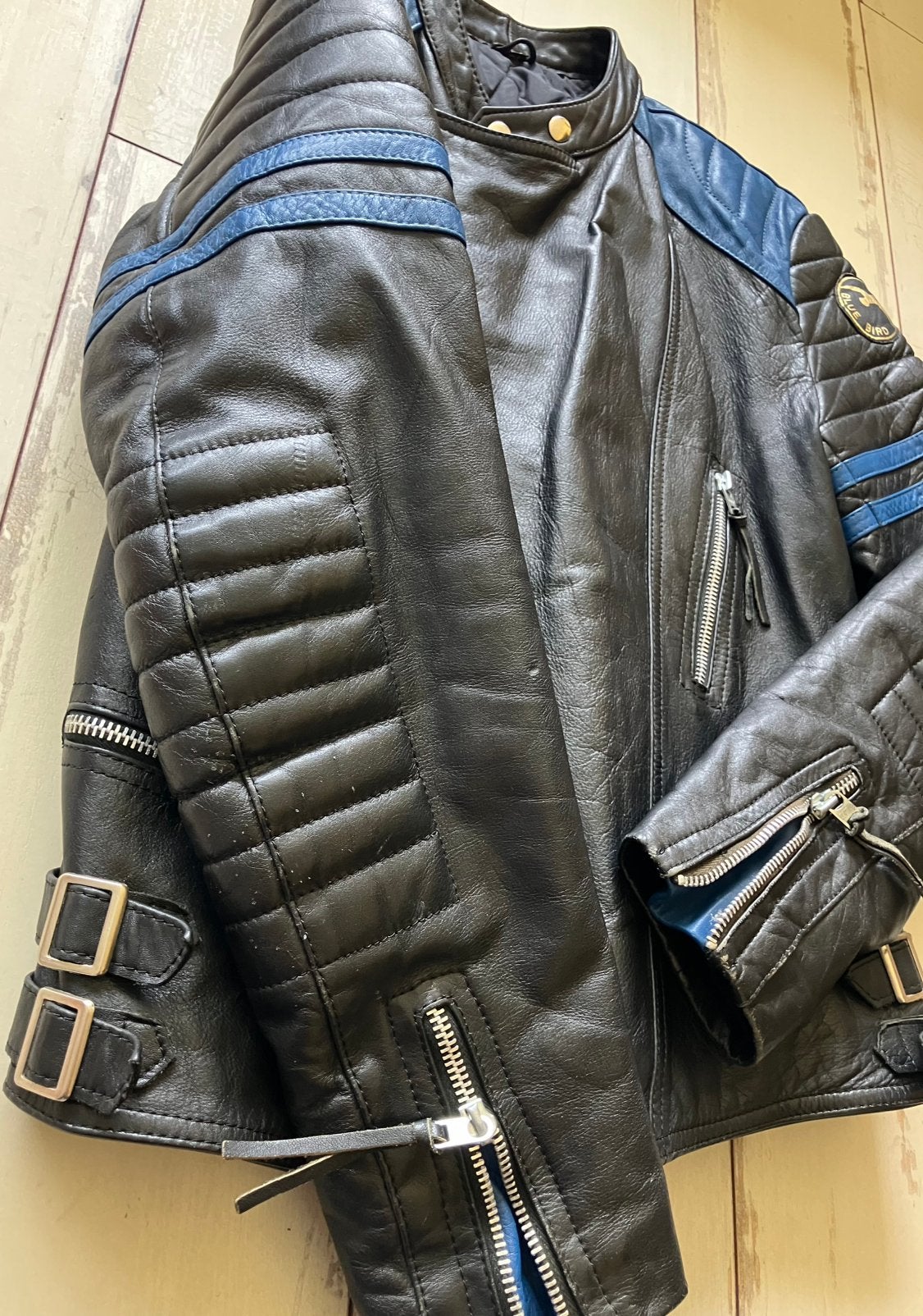 80’s vintage leren Blue Bird motorjas biker jas jack M IZGS!, Kleding | Heren, Ophalen of Verzenden, Zo goed als nieuw, Zwart