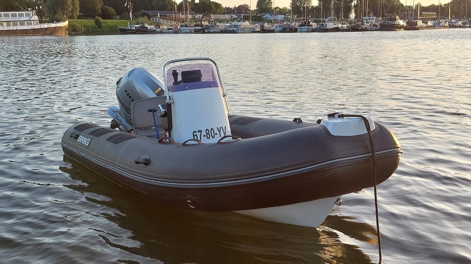 Brig Falcon 450 met Honda 60 pk, incl. Trailer, Watersport en Boten, Rubberboten, Ophalen of Verzenden, Buitenboordmotor, Afdekzeil