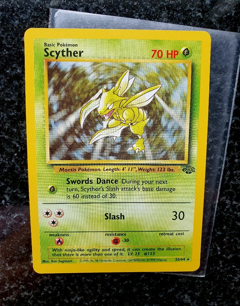 Pokemon Scyther, Hobby en Vrije tijd, Ophalen of Verzenden, Zo goed als nieuw, Losse kaart