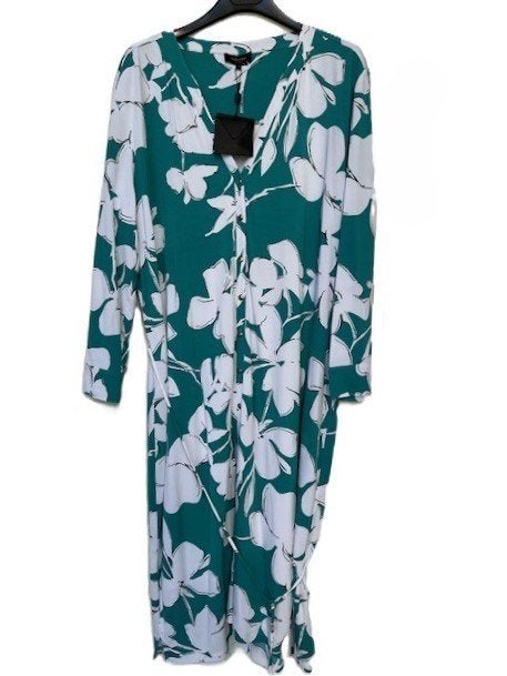 Nieuw Claudia Sträter jurk maat 44 groen wit slinky viscose, Verzenden, Maat 42/44 (L), Nieuw, Claudia Sträter