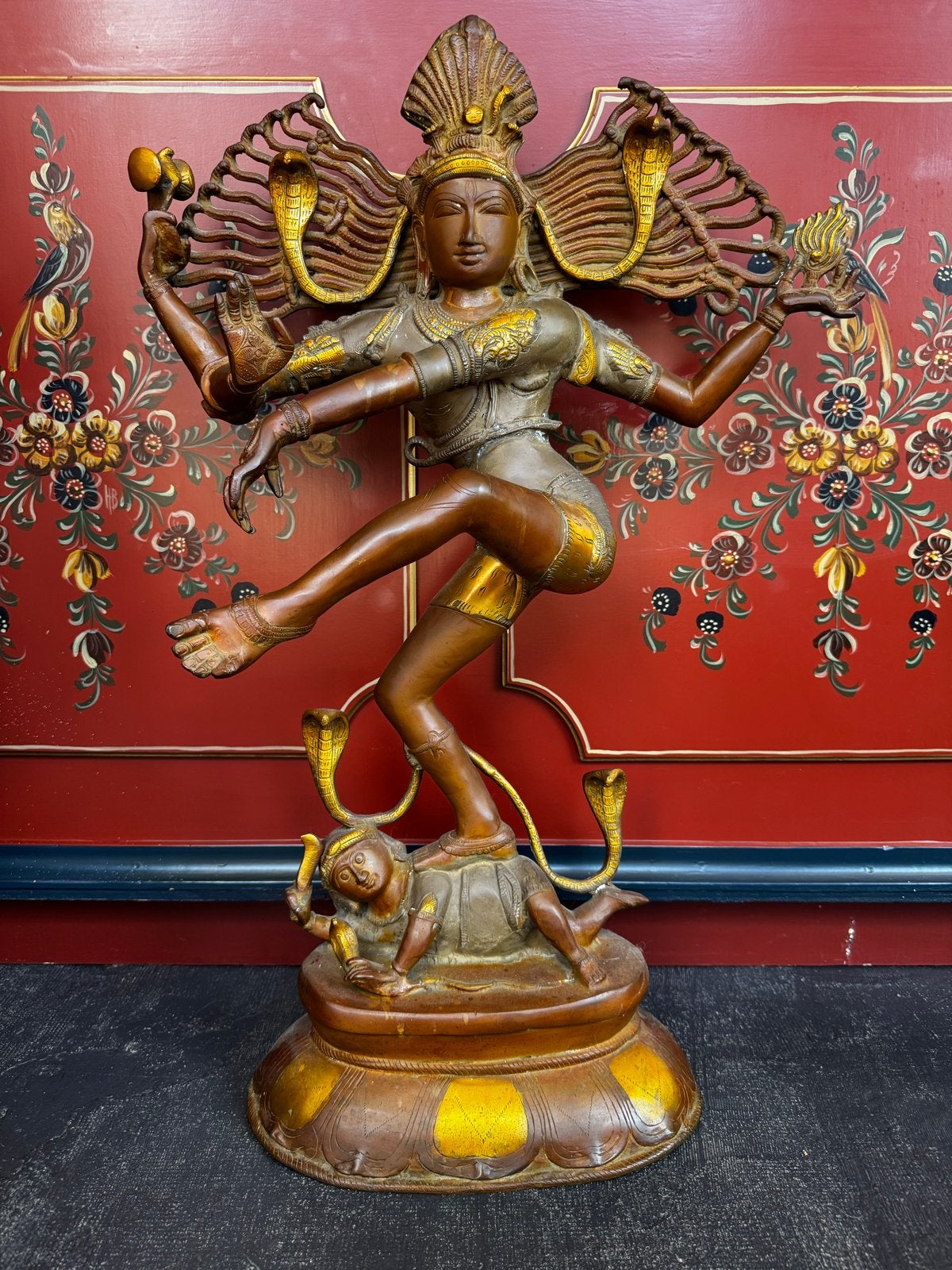Bronzen beeld Shiva Nataraja - Dansende Shiva, Antiek en Kunst, Ophalen, 50 - 100 cm, Beeld, Bruin