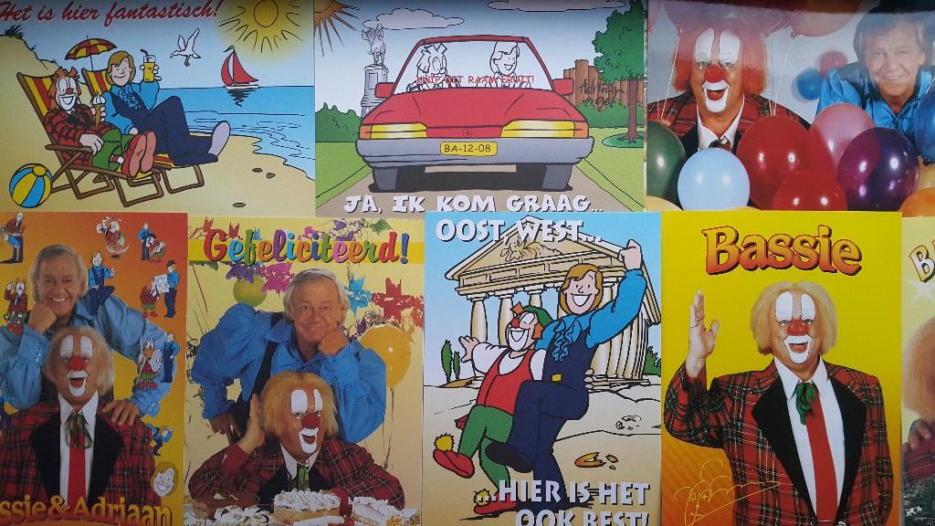 11 Bassie & Adriaan ansichtkaarten, Verzenden, Nieuw, Tv, Foto of Kaart