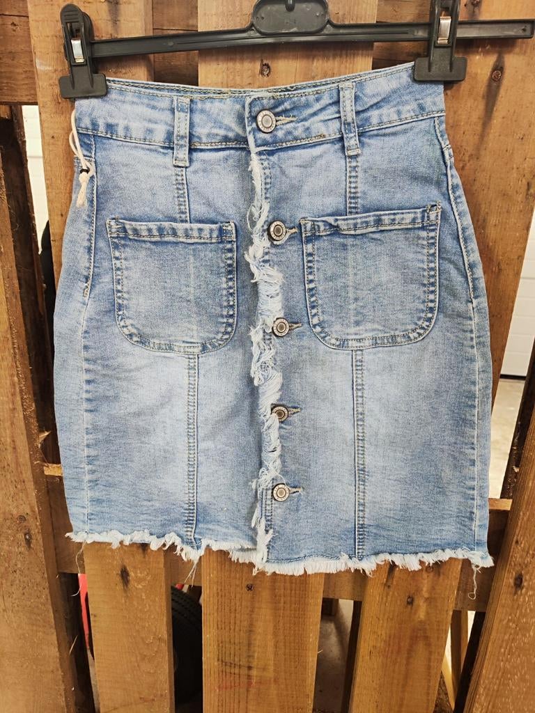 Nieuwe Nina Cards denim rok met knoopdetail, Blauw, Nina cards, Nieuw, Ophalen of Verzenden